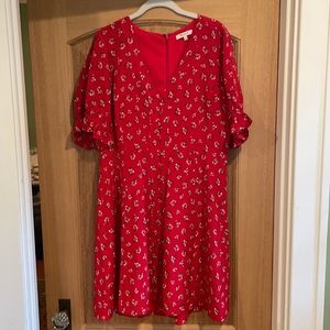 Red floral madewell dress
